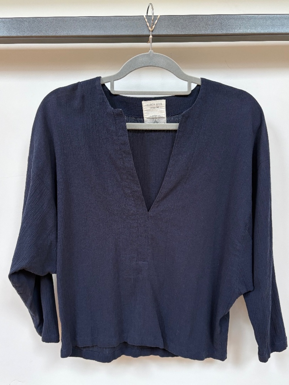 Sunja Link gusset sleeve crinkle cotton top -Size 1